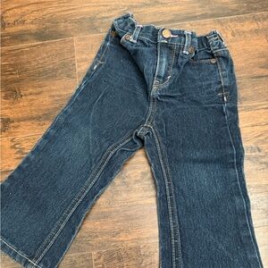 Kids Blue Denim Flared Jeans with Pink Stitching